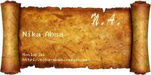 Nika Absa névjegykártya